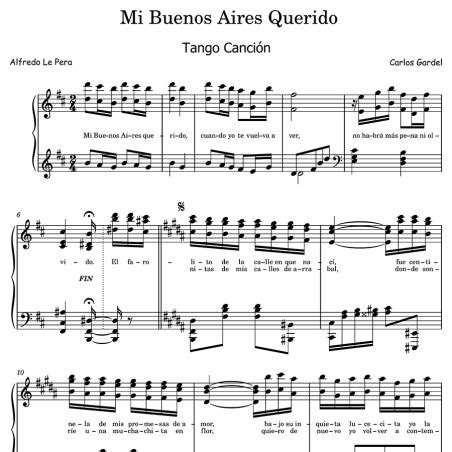 Mi Buenos Aires Querido Tango Canci N Piano Carlos Gardel Sheets