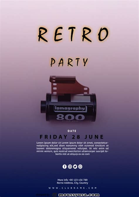 Retro Party Flyer In Psd Photoshop Mous Syusa