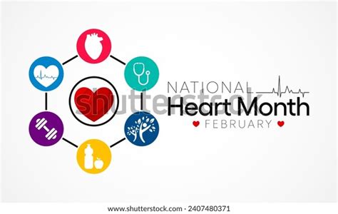 National Heart Month Observed Every Year Stock Vector Royalty Free