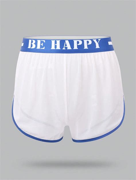 Men Letter Graphic Contrast Binding Boxer Brief Shein Usa