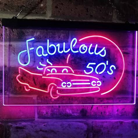 The Fabulous 50s Sport Car Dual Color Led Neon Sign Neon Light Signs