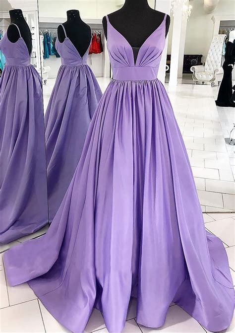 A Line V Hals ärmellose Satin Sweep Zug Abschlussballkleid mit Falten