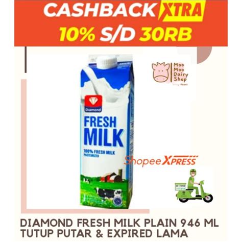 Jual Diamond Fresh Milk Plain 946 ML Susu Pasteurisasi 1L Plain