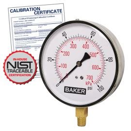 Baker 421AVND Series Pressure Gauge 0 To 500 Psi 0 To 3500 KPa 4 5