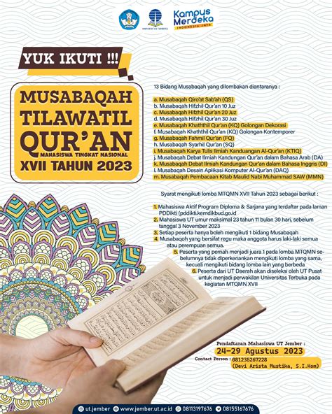 Lomba Musabaqah Tilawatil Qur An Mahasiswa Tingkat Nasional XVII Tahun 2023