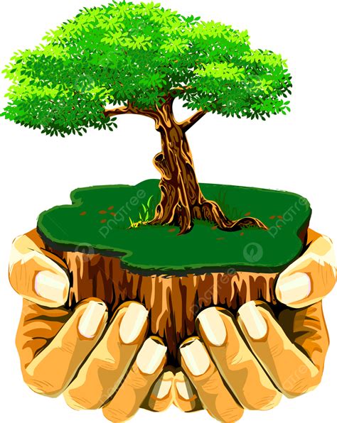 Arbol En Manos Png Dibujos Rbol Manos Isla Png Y Vector Para