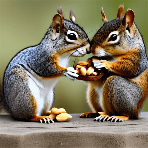 Cartoon Squirrel And Chipmunk Eating Peanuts · Creative Fabrica