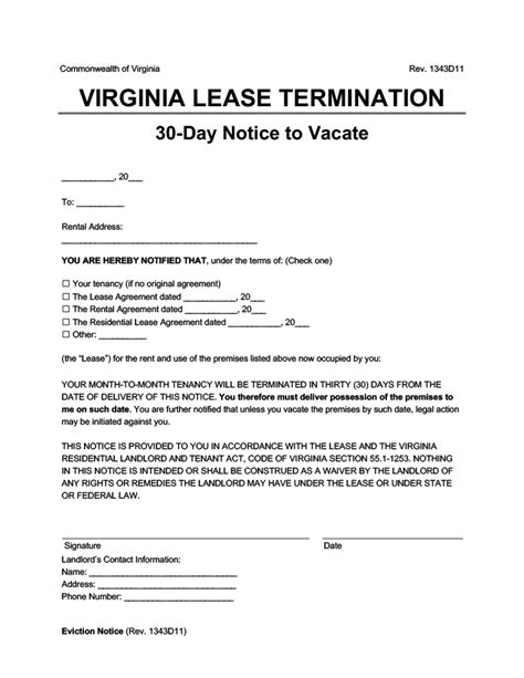 Free Virginia Eviction Notice Forms Notice To Quit Free Virginia