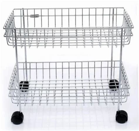 SS202 23cm Stainless Steel Fruit And Vegetable Trolley Size Dimension