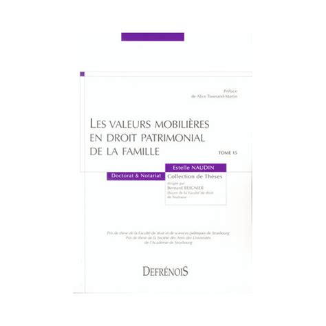 Les Valeurs Mobili Res En Droit Patrimonial De La Famille Estelle