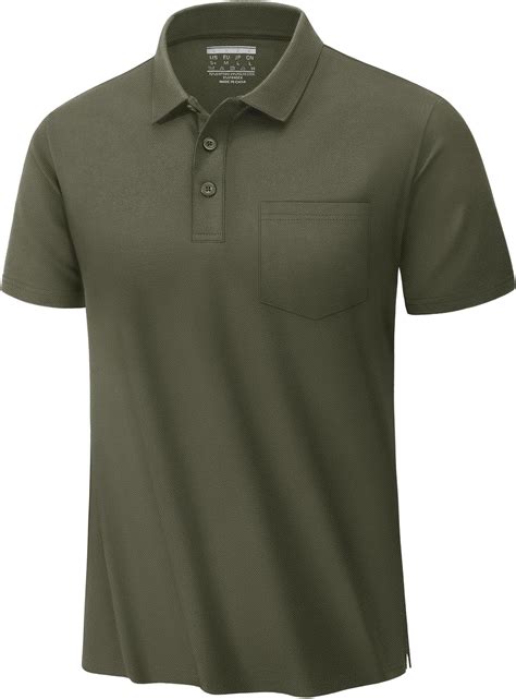 Tacvasen Mens Polo Golf Shirts With Pocket Pique Cooling Performance Moisture