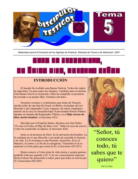 Tema 5 Creo En Jesucristo Su Único Hijo Nuestro