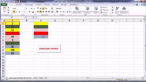 Tp Vba Additionner Des Cellules Excel En Fonction De Leurs Couleurs Youtube