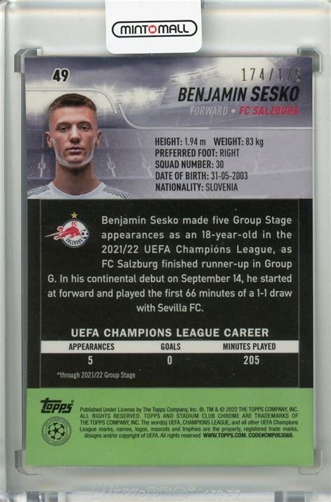 Mint Topps Stadium Club Chrome Uefa Champions