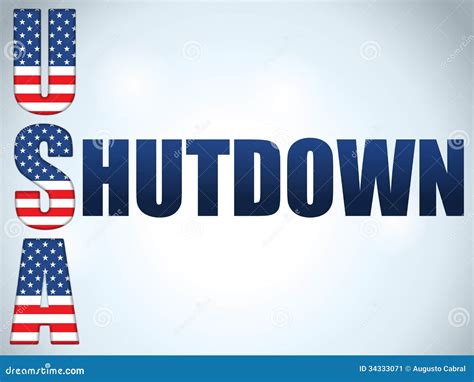 Shutdown Closed United States Of America Backgroun Stock Vector