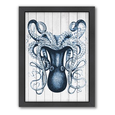 Americanflat Wood Odd Angle Octopus Framed Wall Art Octopus Wall Art