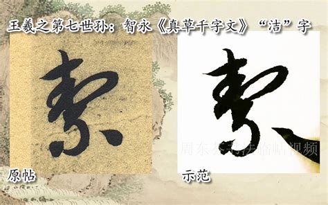 【每日一字】书法视频，周东芬临隋智永《真草千字文》“洁”字 Bilibili B站 无水印视频解析——yiuios易柚斯