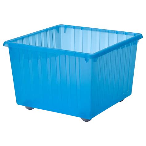 VESSLA storage crate with casters, blue, 15 ¼x15 ¼" - IKEA