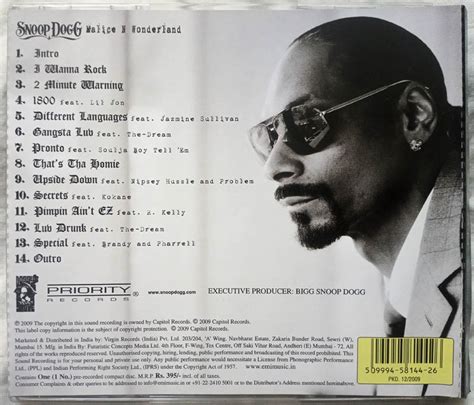 Snoop Dogg Malice N Wonderland Audio CD - Tamil Audio CD, Tamil Vinyl ...