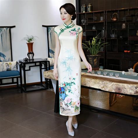 Cheongsam Women Mandarin Collar Cheongsams Qipao Oriental Dresses Evening Dress Fashion Print