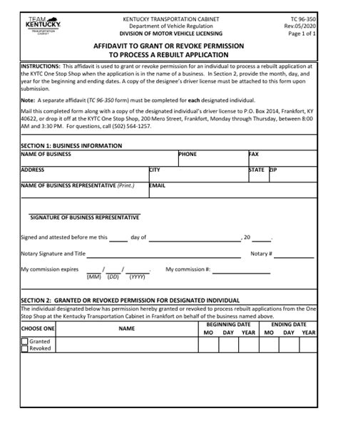 Form Tc96 350 Fill Out Sign Online And Download Printable Pdf Kentucky Templateroller