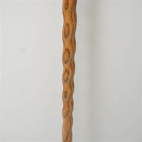 Brazos Oak Wood Spiral Carved Walking Stick With Handle For Hiking Lot