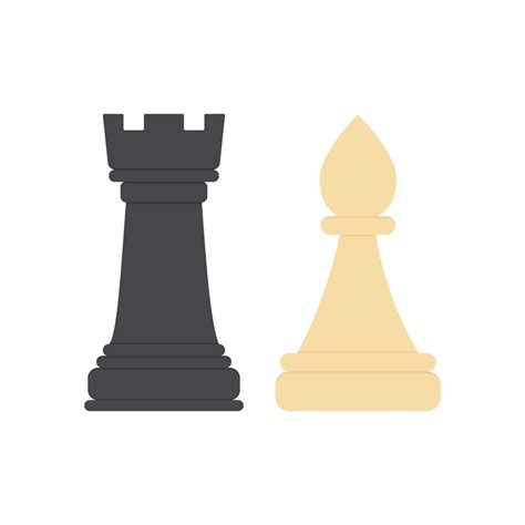 Chess Pieces Rook And Bishop Black And White Chessmen Figures Colored