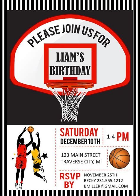 Basketball Birthday Invitations Printable