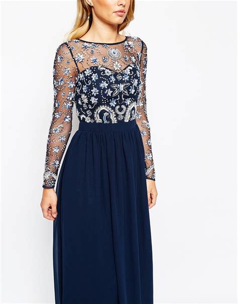 Lyst Frock And Frill Heavily Embellished Maxi Dress With Long Sleeves