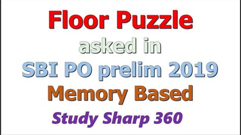 Floor Puzzle Asked In SBI PO Pre 2019 Memory Based Imp For SBI