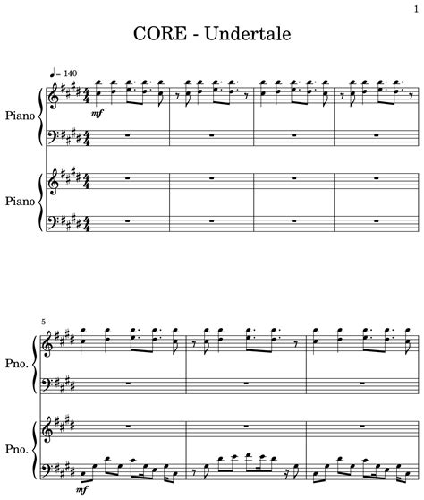 Core Undertale Sheet Music For Piano