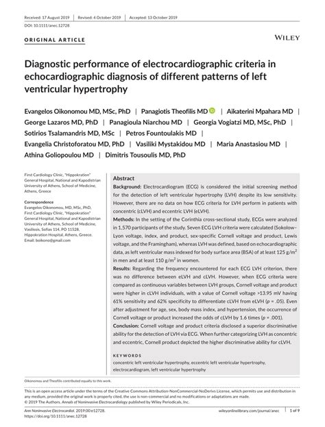 Pdf Diagnostic Performance Of Electrocardiographic Criteria In