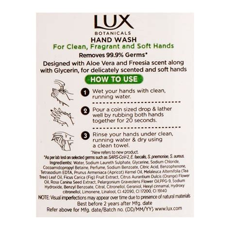 Purchase Lux Botanicals Freesia And Aloe Vera Scent Hand Wash 220ml