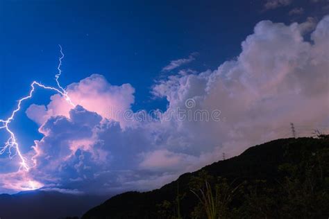 Night Clear Sky with Thunder and Lightning Lightning. Stock Image ...