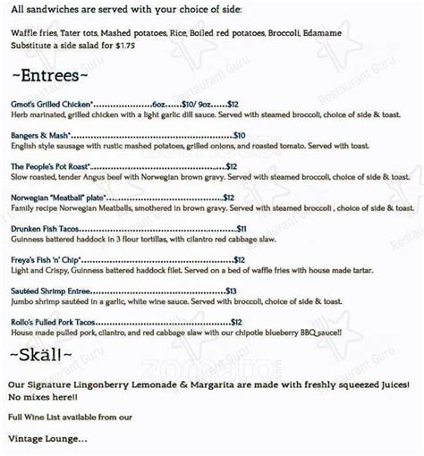 Menu At Valhalla Pub Eatery Charlotte