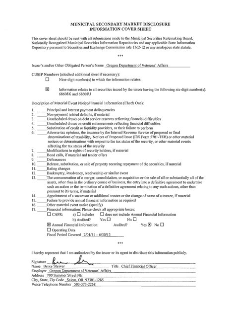 Fillable Online Emma Msrb Page 1 MUNICIPAL SECONDARY MARKET DISCLOSURE