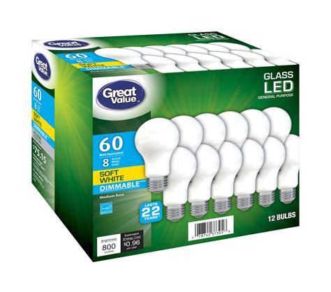 Great Value A19 Frosted General Purpose LED Light Bulb 60W Replacement