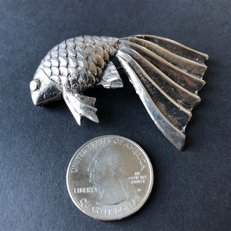 Vintage Sterling Fish Pin Silver Fish Brooch 2 Inch Sterling Pin