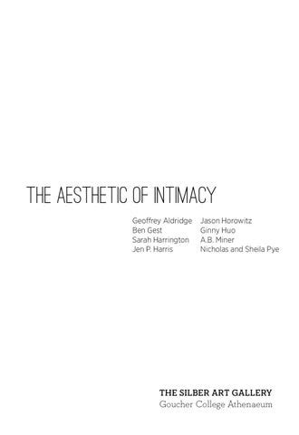 The Aesthetic Of Intimacy By Goucher College Issuu