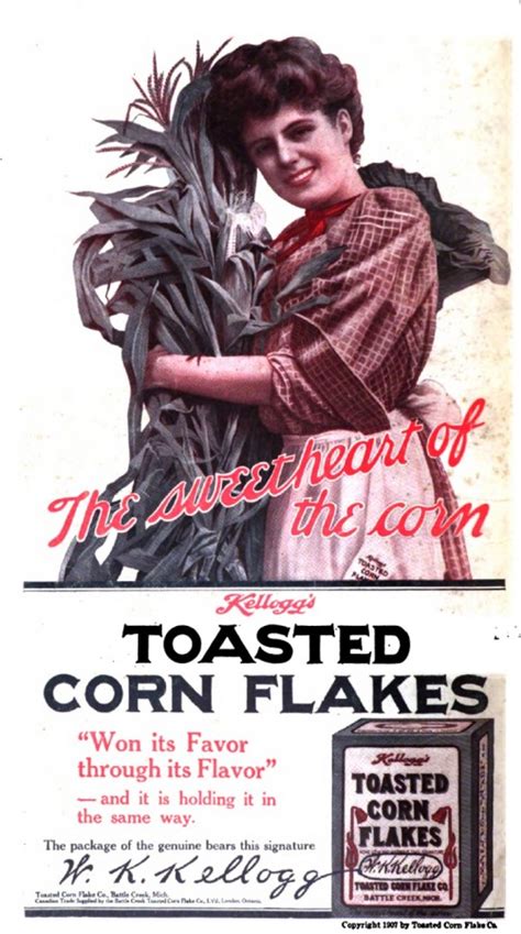 Kelloggs Corn Flakes Early History And Advertisement 1907