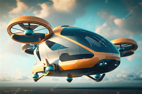 Premium AI Image | Futuristic flying drone Flying car of the future