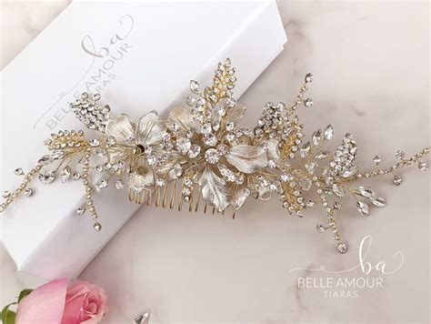 Gold Bridal Comb SALE Brides Hair Piece Gold Rhinestone Comb Etsy UK