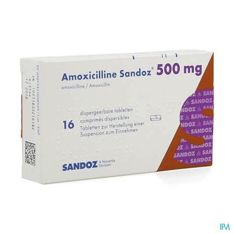 AMOXICILLINE SANDOZ 500 MG TABL DISP 16 Apotheek Thiels