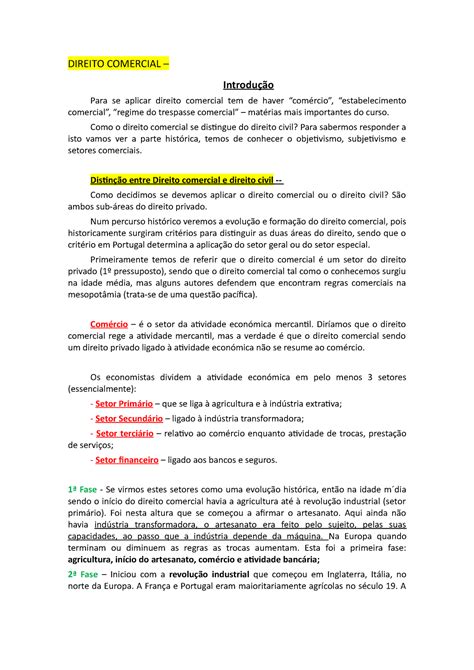 Direito Comercial Direito Comercial Introdu O Para Se Aplicar