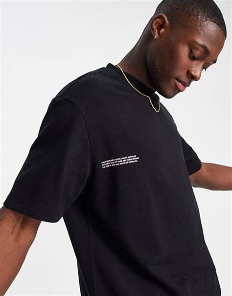 Selected Homme Oversized T Shirt With Print In Black Asos