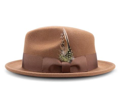 Montique Mens Bronze 2 Snap Brim Crushable Felt Wool Fedora Hat H10