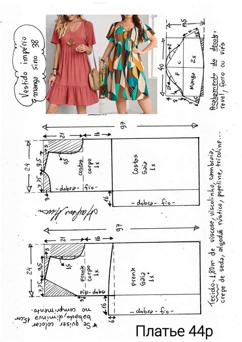 Выкройка женского платья 44 размер Bra Sewing, Diy Sewing Clothes, Easy ...