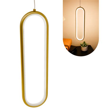 Lumin Ria Pendente Teto Lustre Led Anel Oval Dourado 8018 Png