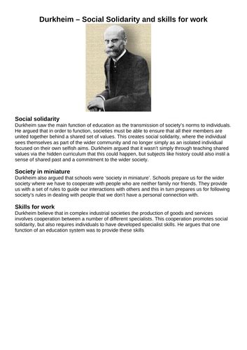 Gcse Sociology Education L4 Functionalist Perspective Teaching