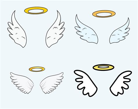 Angel Wings And Halo Collection 15618826 Vector Art At Vecteezy